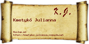 Kmetykó Julianna névjegykártya